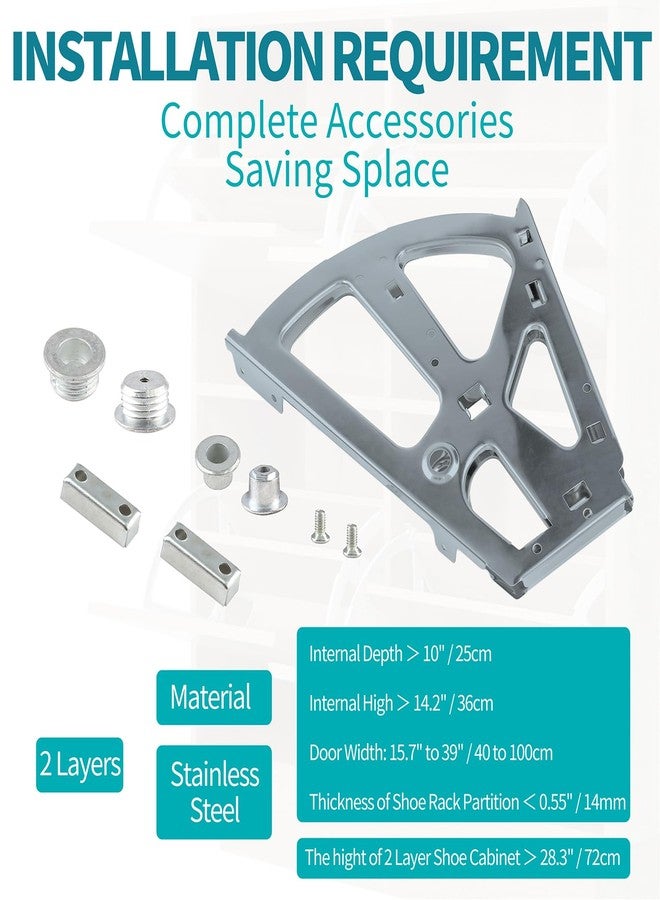 PHITUODA 2 Layers Shoes Drawer Cabinet Hinges Flip Frames, Grey Shoe Cabinet Replacement Fittings Stainless Steel for Kitchen Living Room, 1 Pair - Image 4